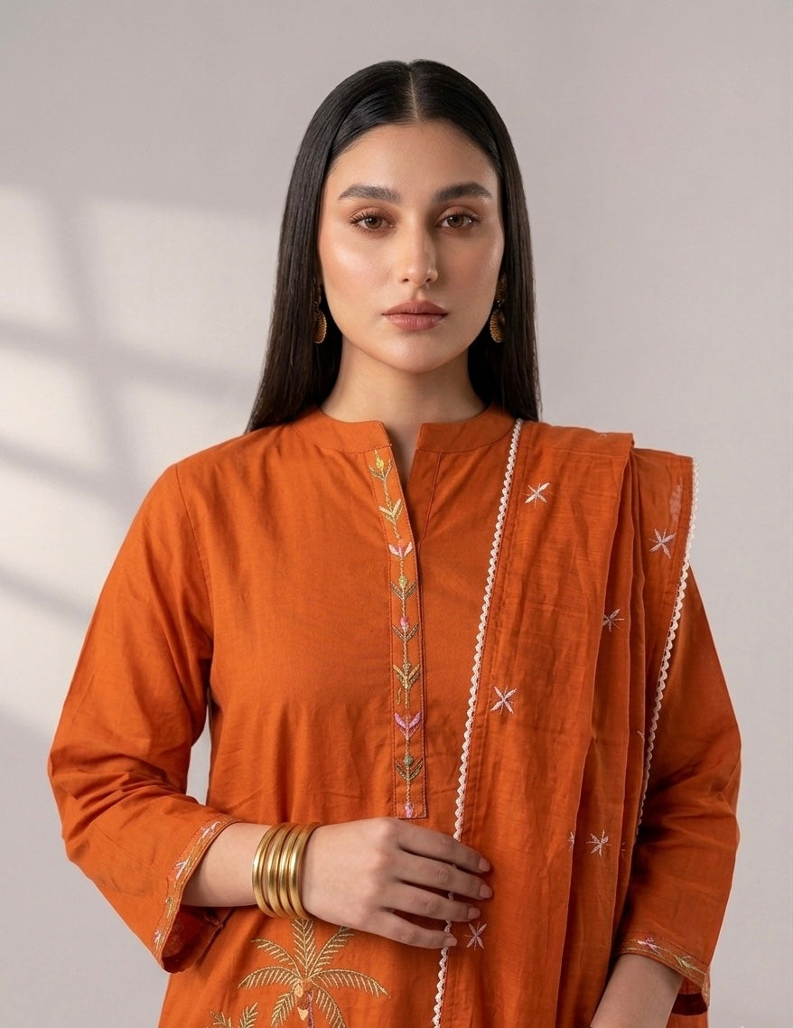 Pure Cotton Three Piece Dupatta Set MSS024