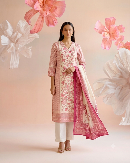 Printed Kota Doriya Dupatta Set KD045