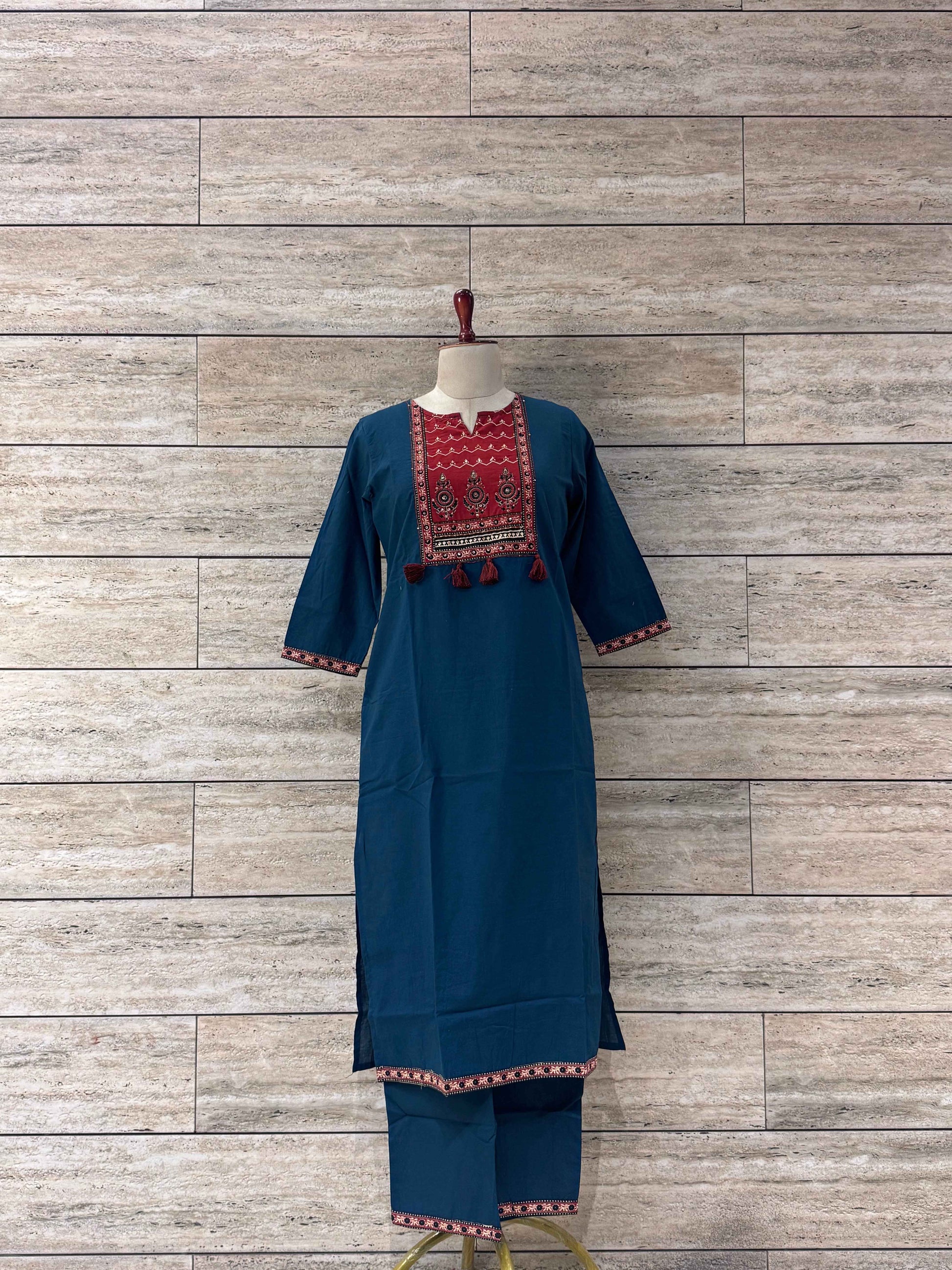 Three Piece Dupatta Set with Ajarakh Print