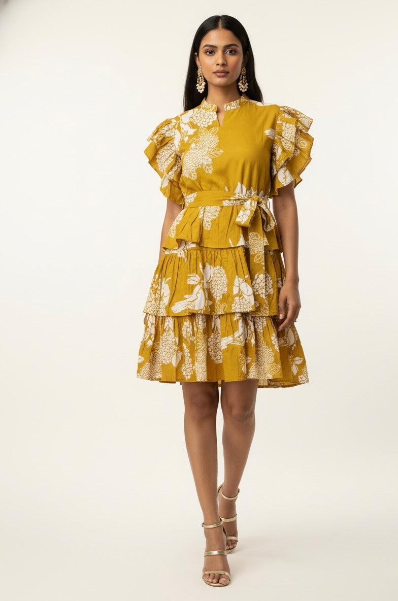 One Piece Summer Dress in Mustard Yellow - SD002