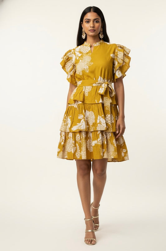 One Piece Summer Dress in Mustard Yellow - SD002