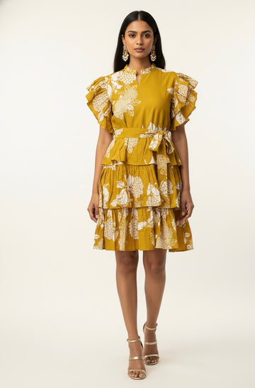 One Piece Summer Dress in Mustard Yellow - SD002