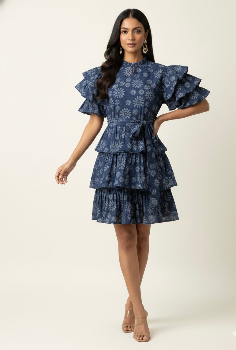 One Piece Summer Dress in Indigo Blue - SD001