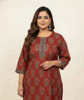 Pure Cotton Three Piece Dupatta Set With Plus Size CS0145