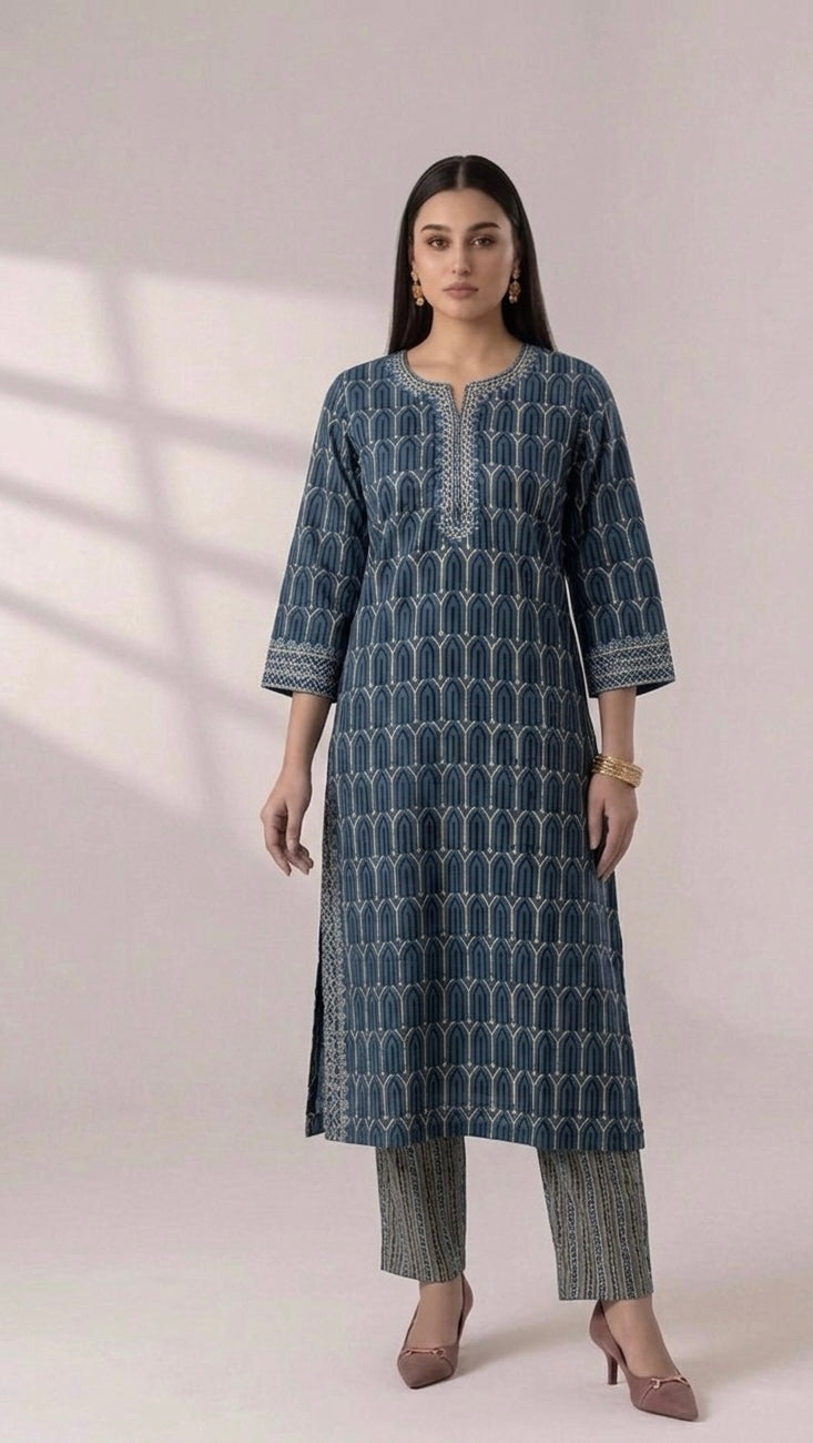 Pure Cotton Three Piece Dupatta Set MSS047
