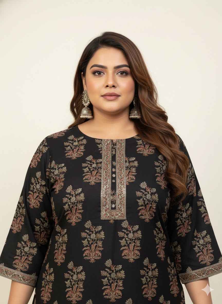 Pure Cotton Three Piece Dupatta Set With Plus Size CS0145