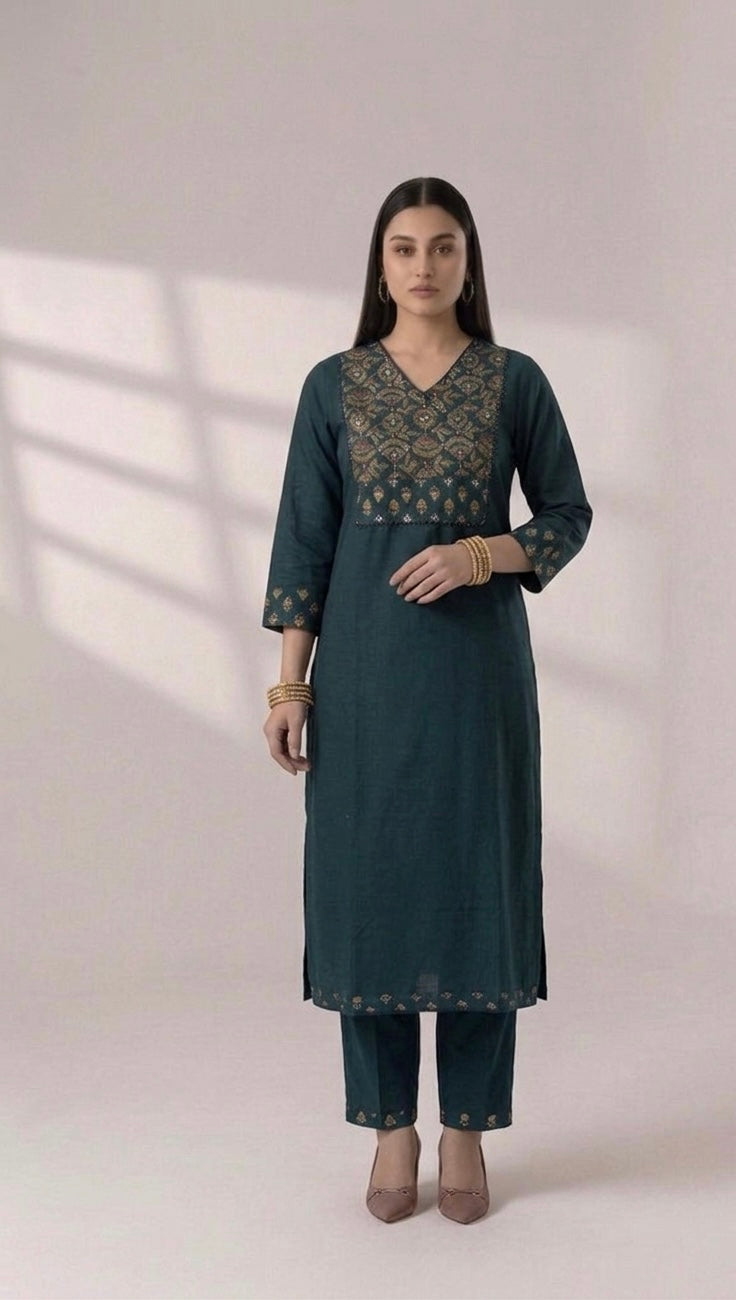 Pure Cotton Three Piece Dupatta Set MSS044