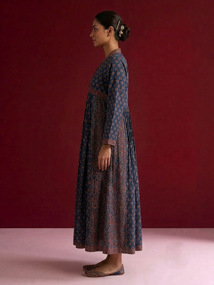 Printed A Line Dress In Cotton Fabric SD051