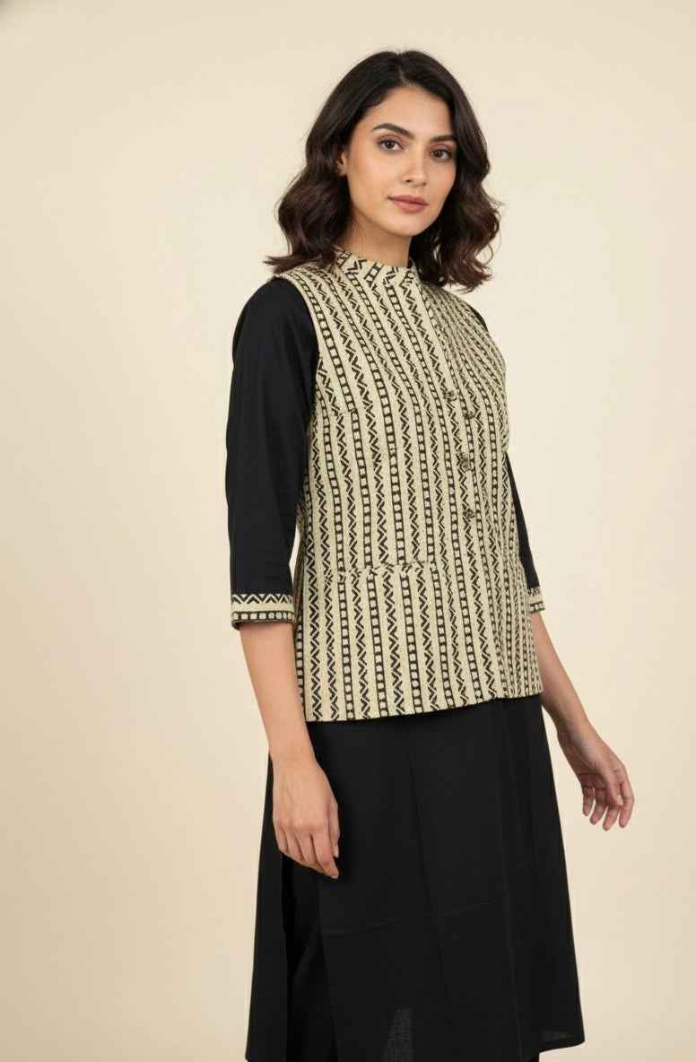 Pure Cotton Three Piece Suit With Quilted Cotton Jacket JK008