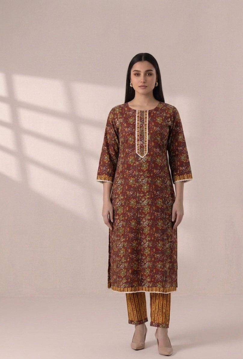 Pure Cotton Three Piece Dupatta Set MSS054