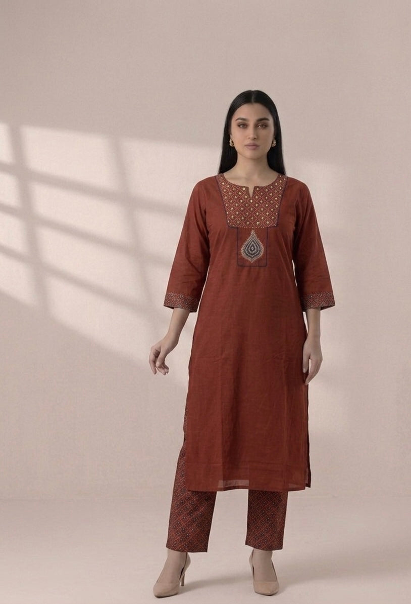 Pure Cotton Three Piece Dupatta Set MSS056