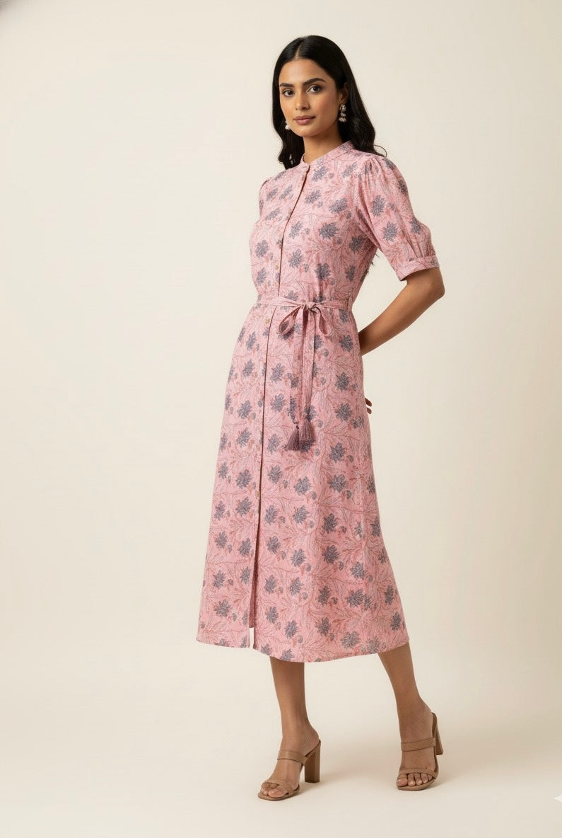 Pure Cotton  Floral Print Midi One Price Dress SD006