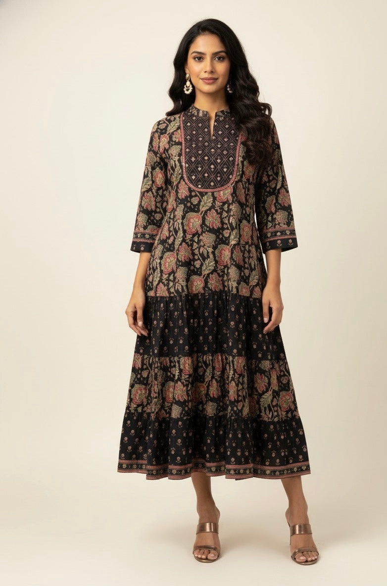 Pure Cotton Floral Print Midi One Price Dress SD035