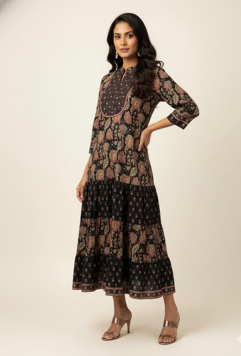 Pure Cotton Floral Print Midi One Price Dress SD035