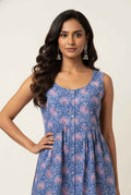 Pure Cotton Floral Print One Piece Dress With Sleeveless  SD038
