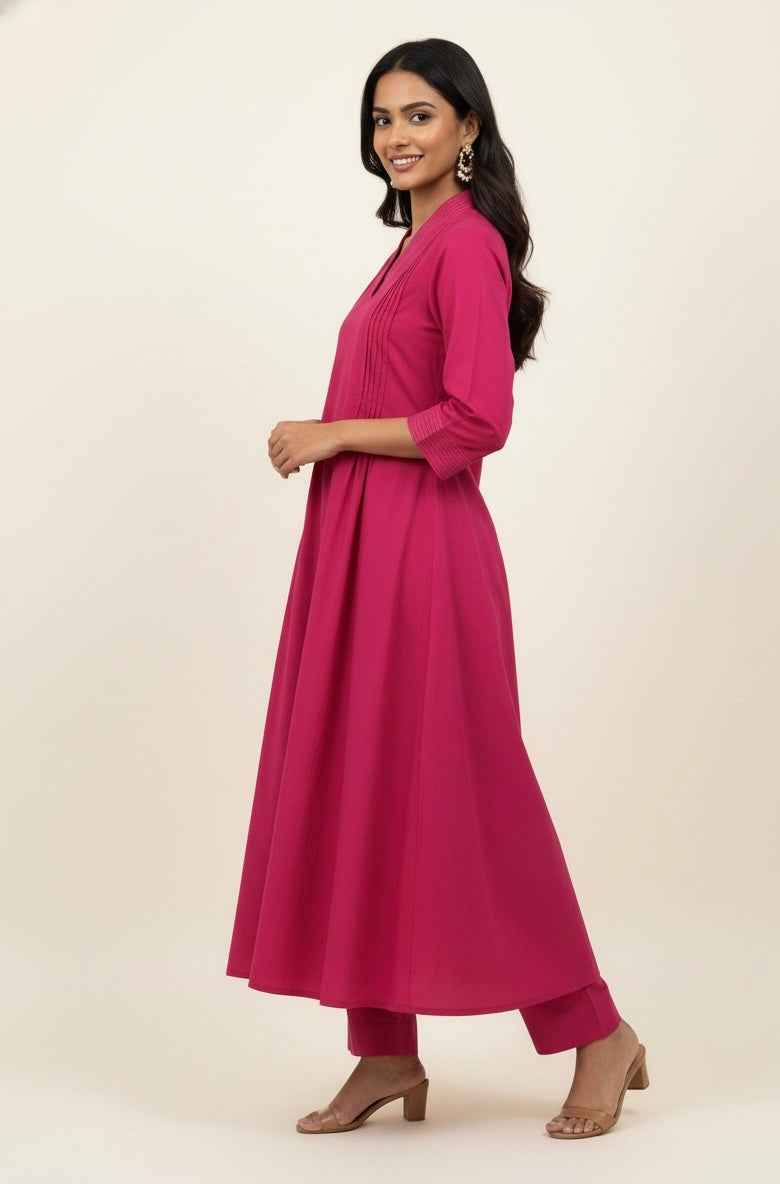 Pure Cotton A Line Two Piece Pant Set