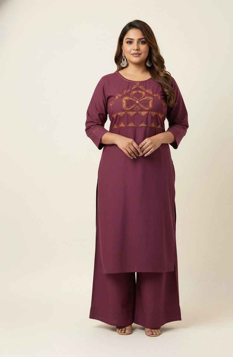 Pure Cotton Three Piece Dupatta Set With Plus Size CS0152