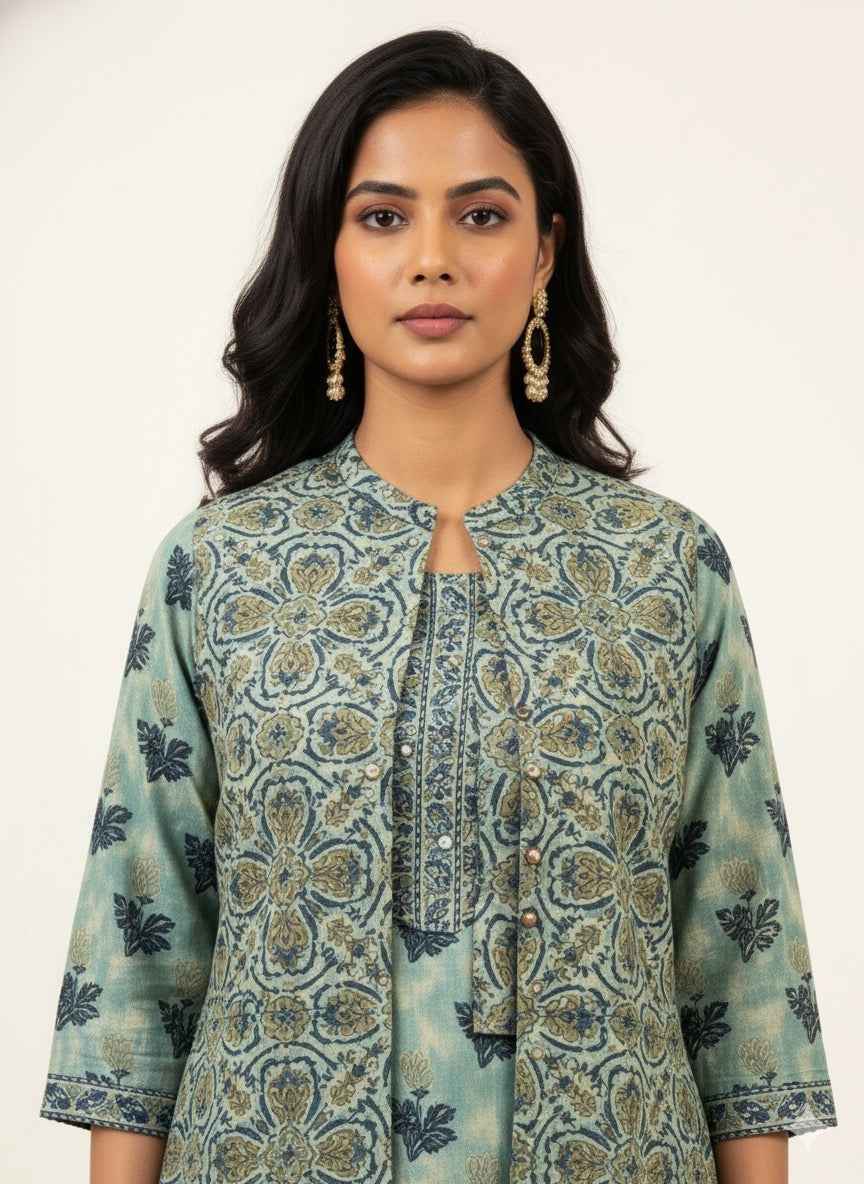 Pure Cotton Three Piece Suit With Quilted Cotton Jacket JK001