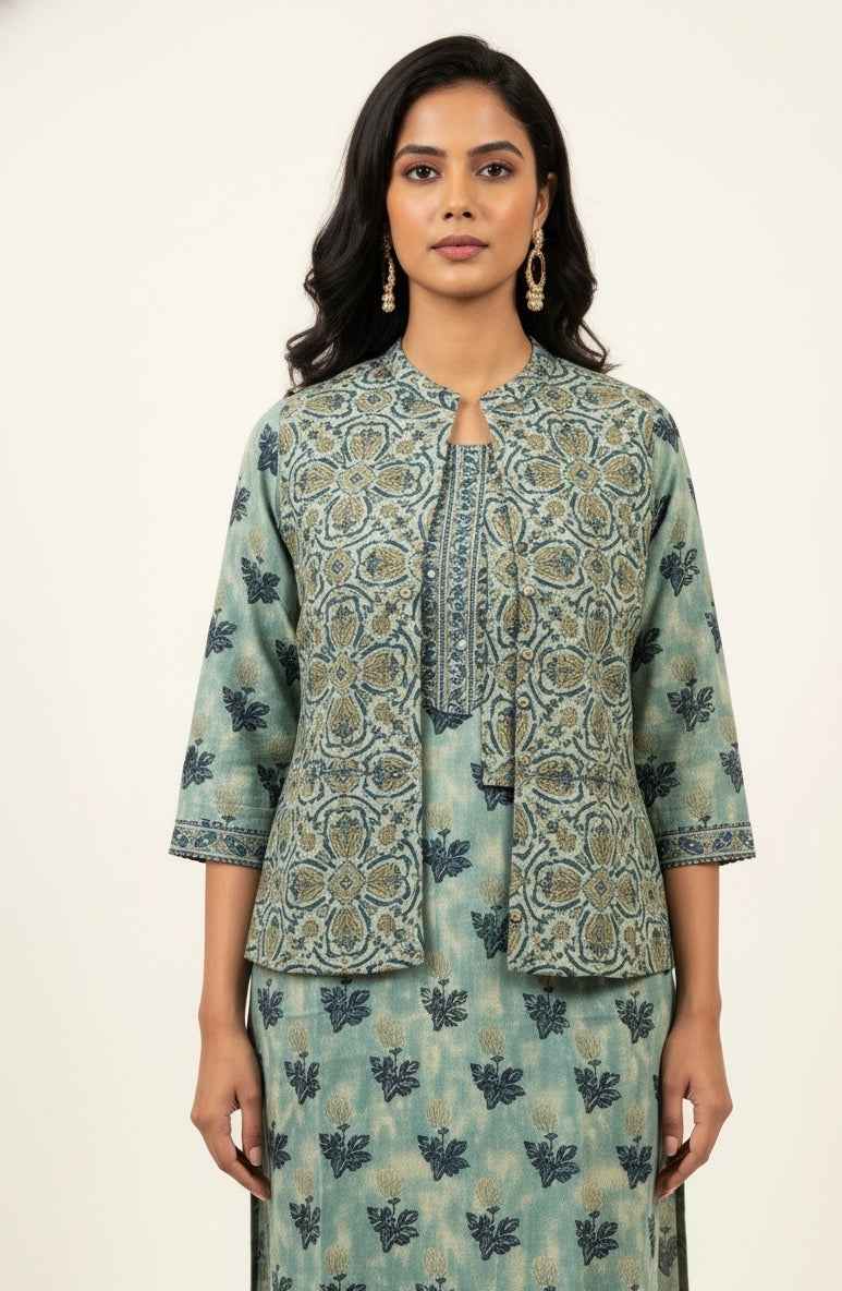 Pure Cotton Three Piece Suit With Quilted Cotton Jacket JK001