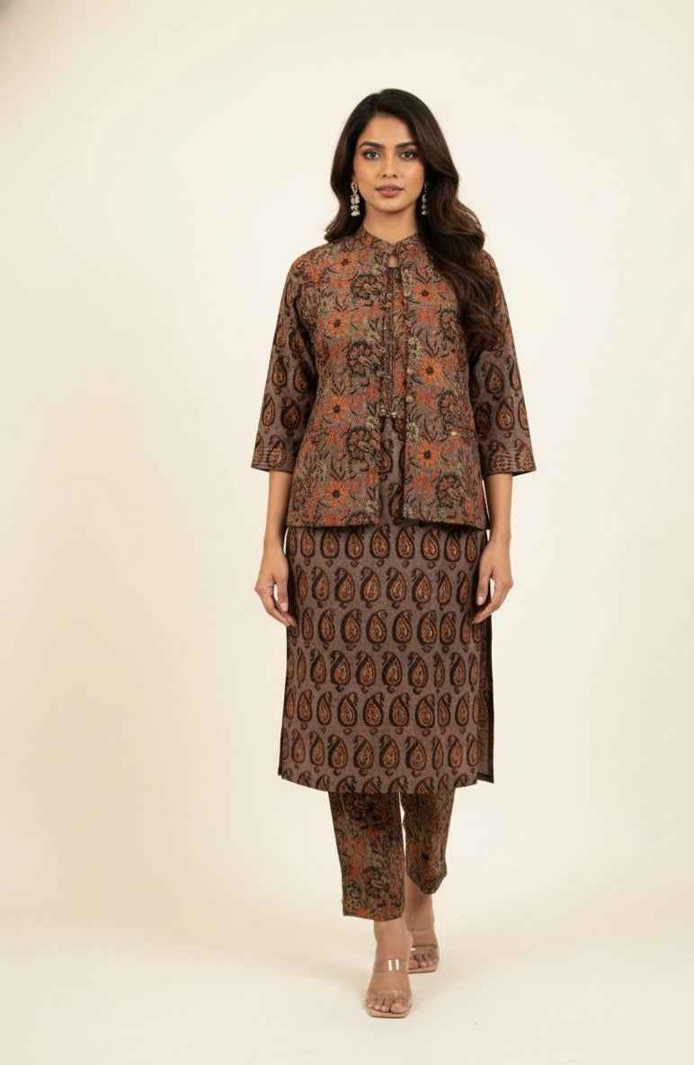 Pure Cotton Three Piece Suit With Quilted Cotton Jacket JK004