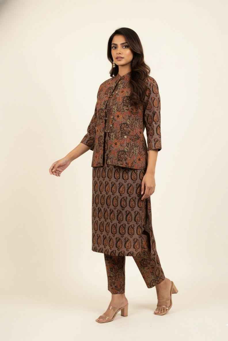 Pure Cotton Three Piece Suit With Quilted Cotton Jacket JK004