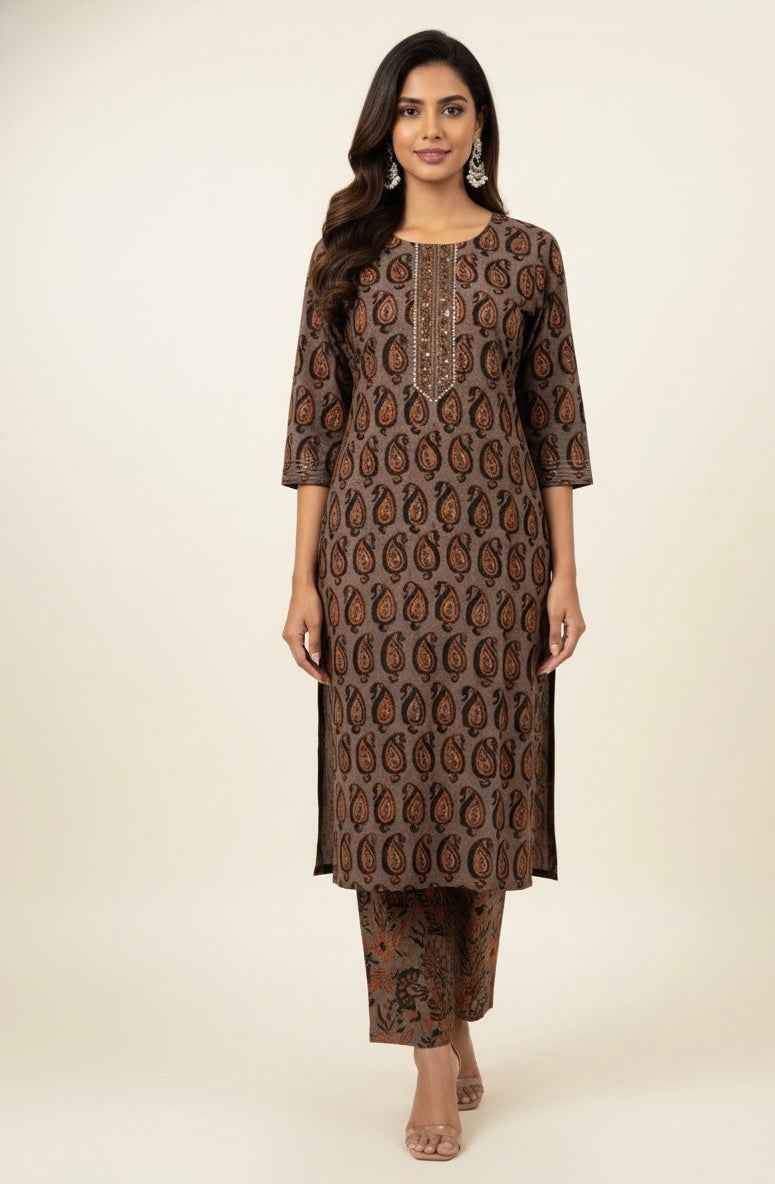 Pure Cotton Three Piece Suit With Quilted Cotton Jacket JK004