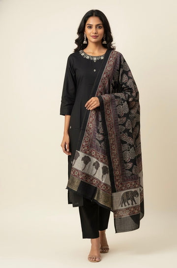 Festival Wear Pure Muslin Dupatta Set With Embroidery  FW017