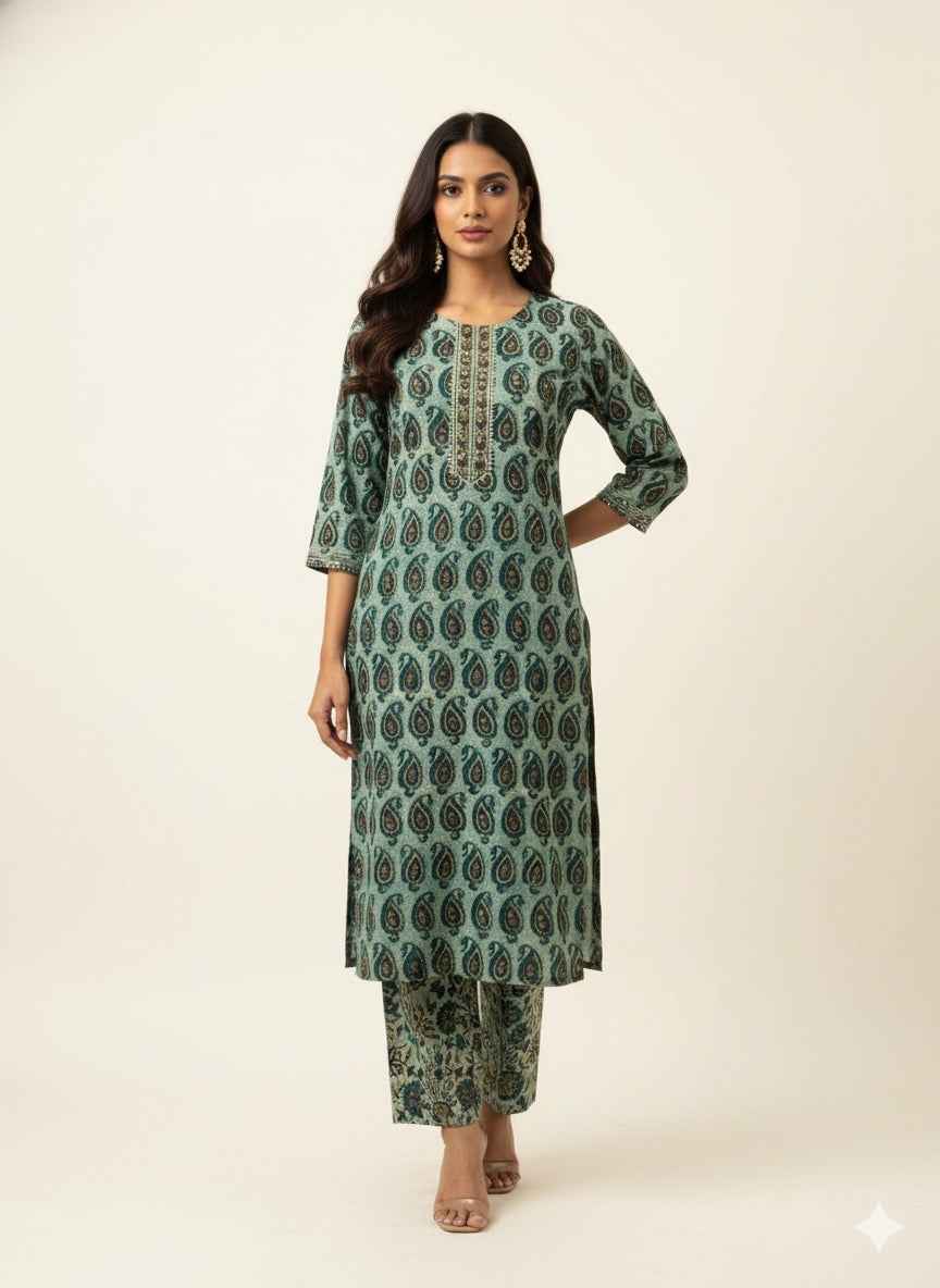 Pure Cotton Three Piece Suit With Quilted Cotton Jacket JK004