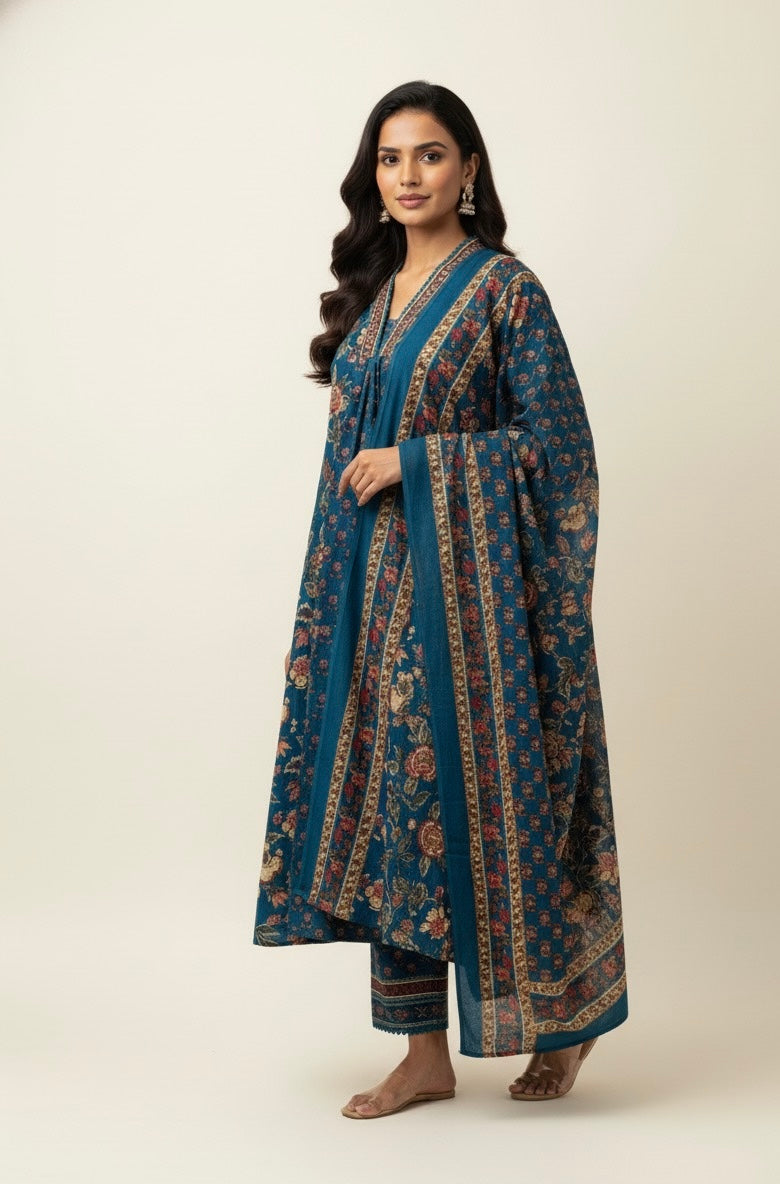 Pure Cotton A Line Three Piece Anarkali Suits    FL0174