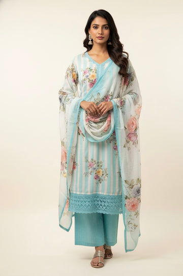 Festival Wear Three Piece Organza Dupatta Set  FW022