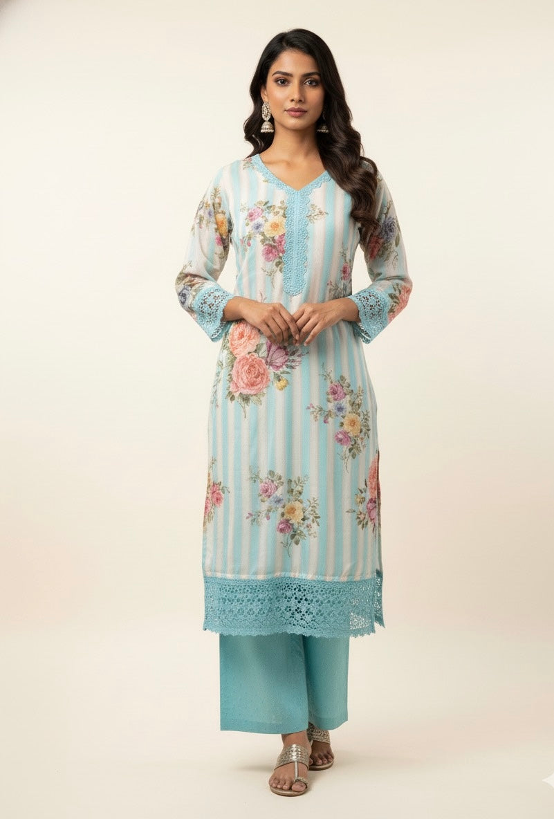 Festival Wear Three Piece Organza Dupatta Set  FW022