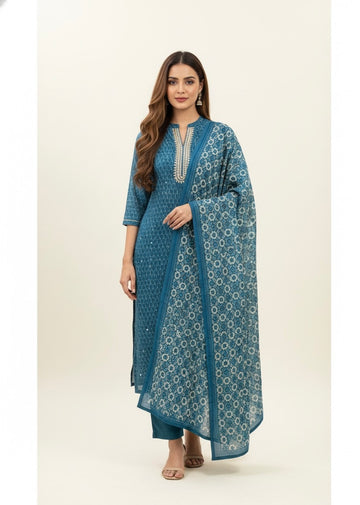 Festival Wear Pure Chanderi  Dupatta Set With Embroidery  FW020