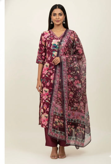 Festival Wear Pure Muslin Floral Print Dupatta Set FW014
