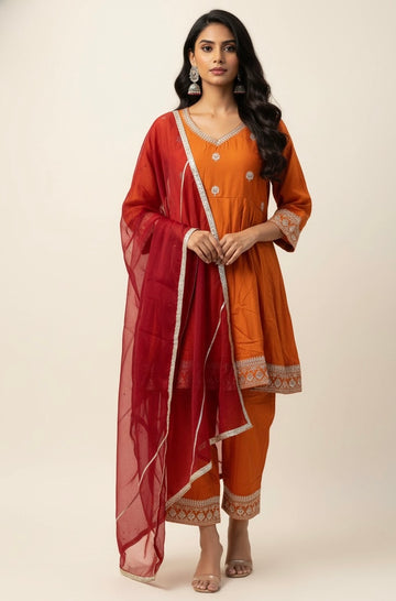 Festival Wear Pure Chanderi Silk Dupatta Set With Embroidery  FW019