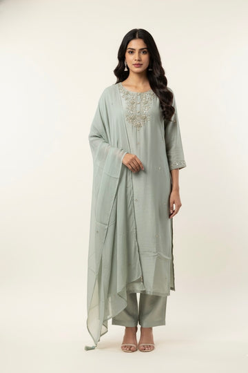 Festival Wear Pure Shimmer Dupatta Set With Embroidery FW008