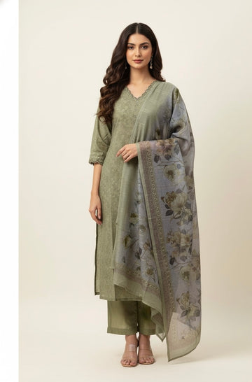 Festival Wear Pure Chanderi Silk Organza Dupatta Set FW009