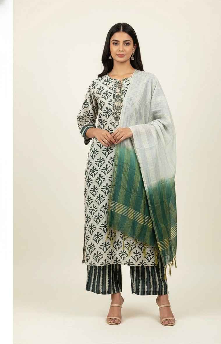 Festival Wear muslin Dupatta Set With Embroidery FW040