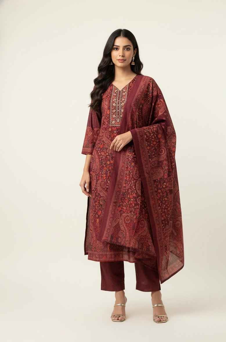 Festival Wear chanderi Dupatta Set With Embroidery FW039