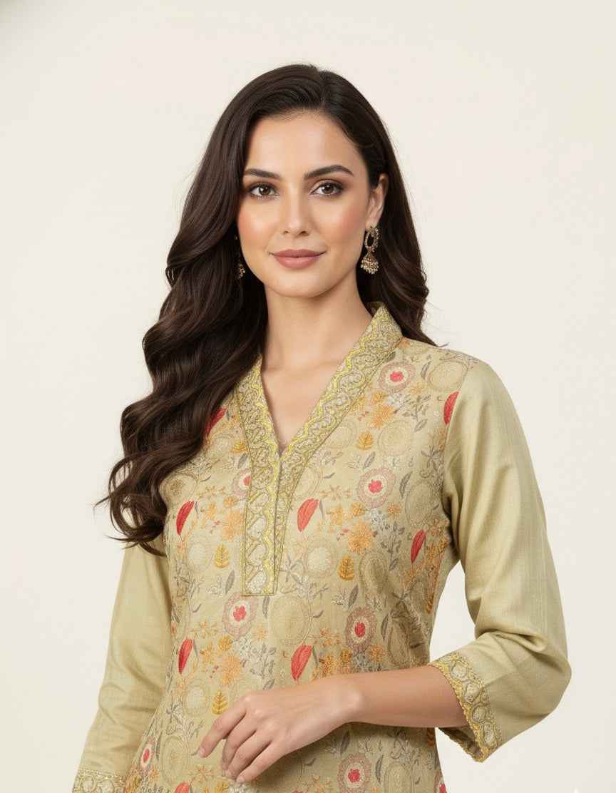 Festival Wear muslin Dupatta Set With Embroidery FW037