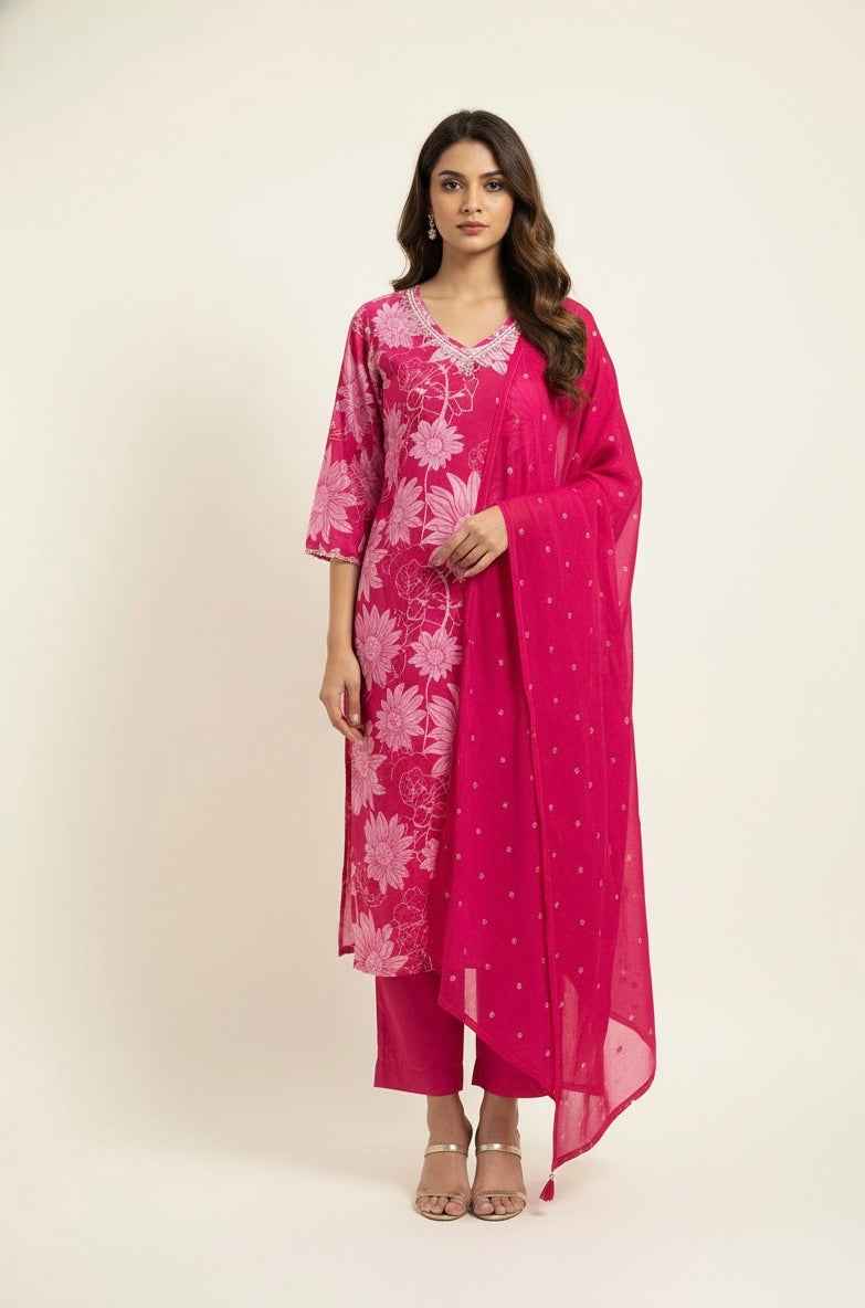 Festival Wear muslin Dupatta Set With Embroidery FW035