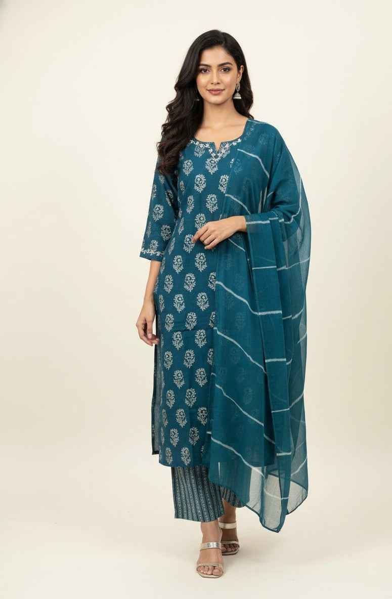 Festival Wear Pure Muslin Dupatta Set With Embroidery  FW028