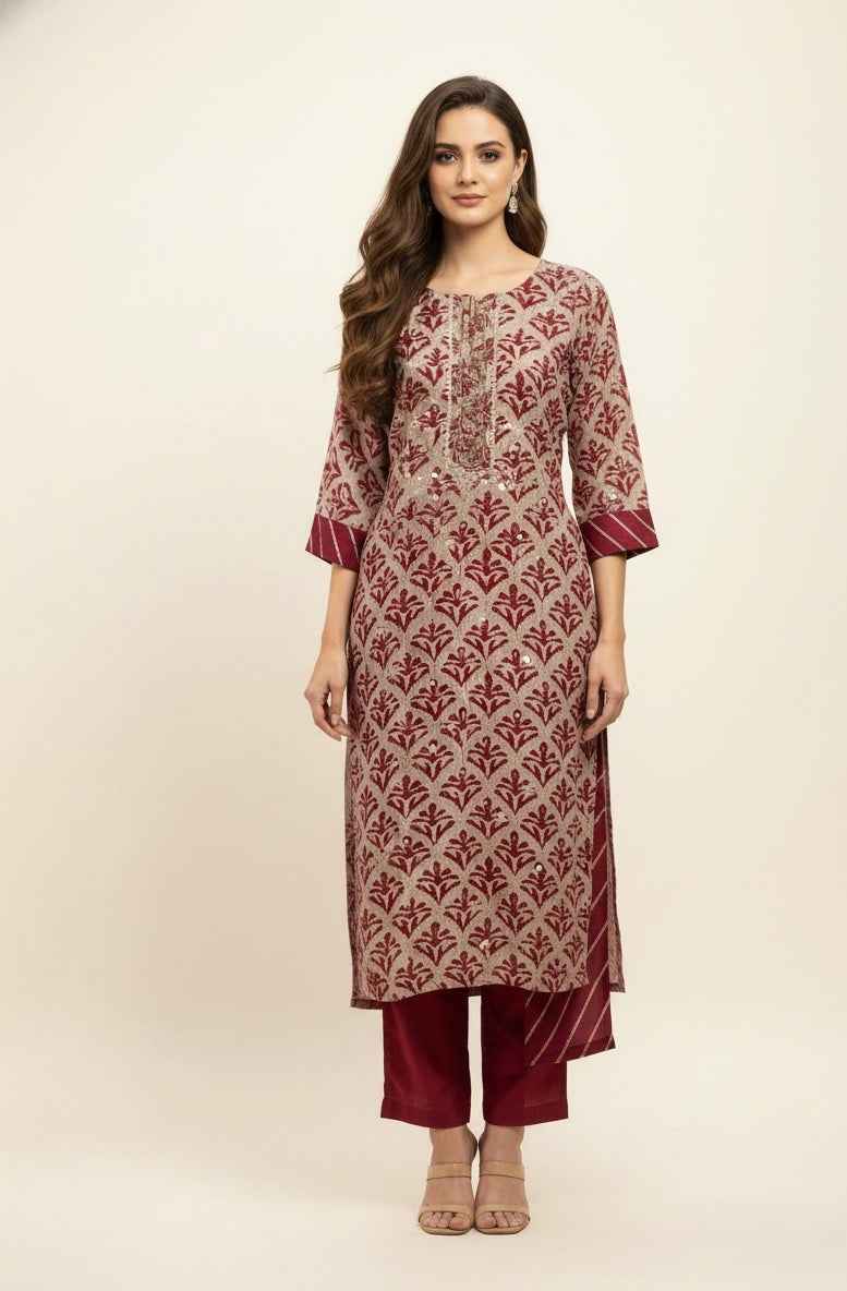 Festival Wear Pure chanderi Dupatta Set With Embroidery  FW026