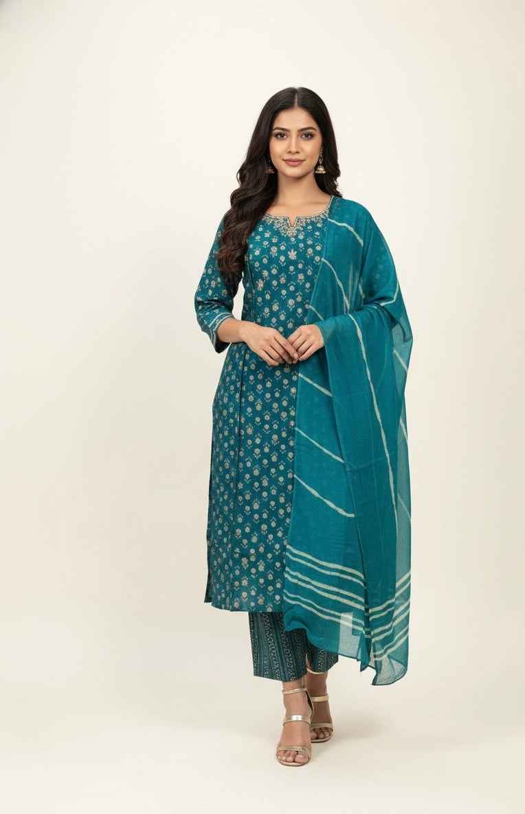 Festival Wear Pure Muslin Dupatta Set With Embroidery  FW025