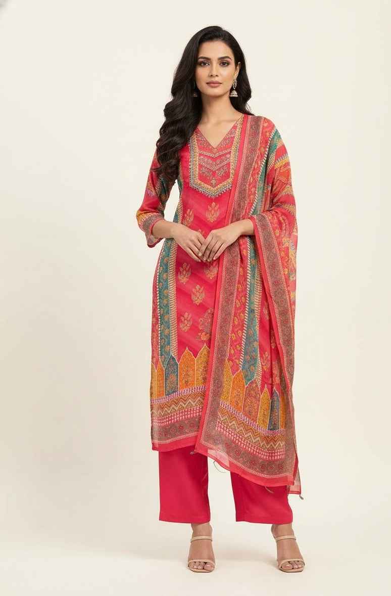 Festival Wear Dupatta Set With Embroidery FW044