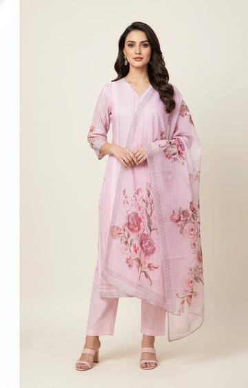 Festival Wear Three Piece Organza Dupatta Set FW002