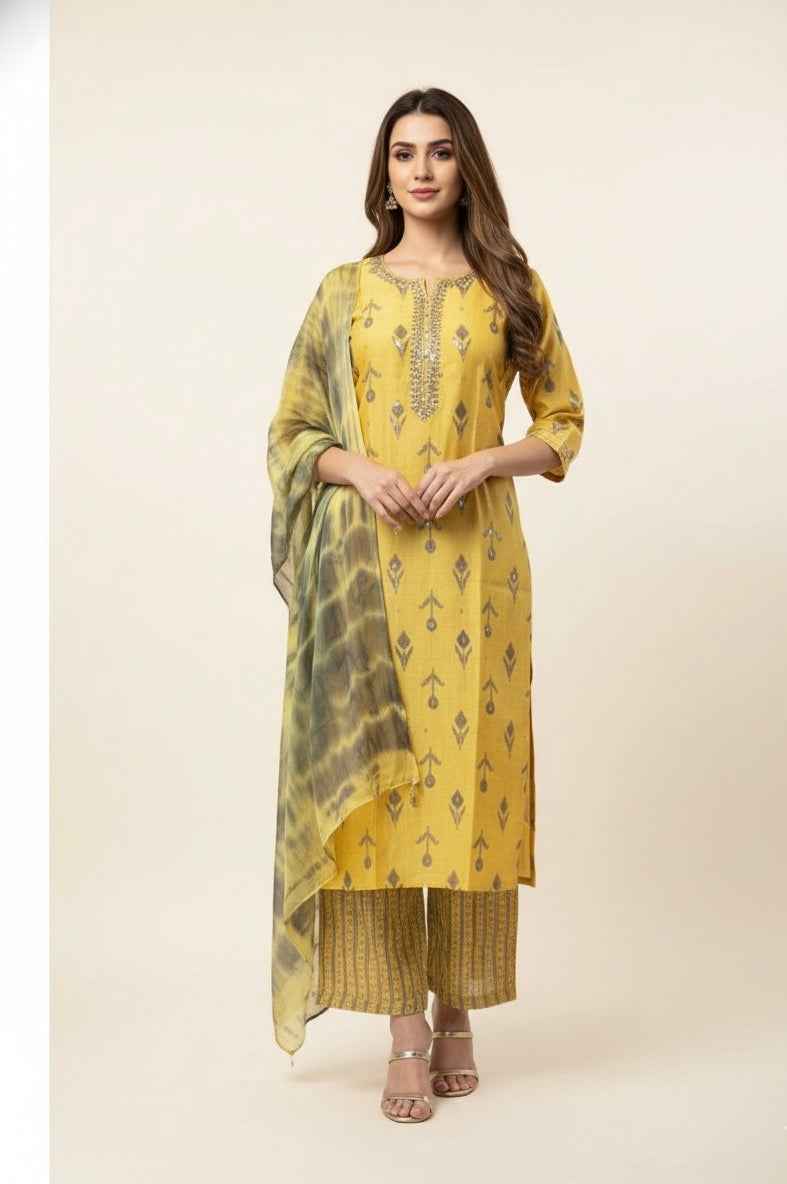 Festival Wear Dupatta Set With Embroidery  FW046