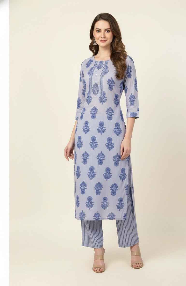 Pure Cotton Three Piece Dupatta Set CS0162