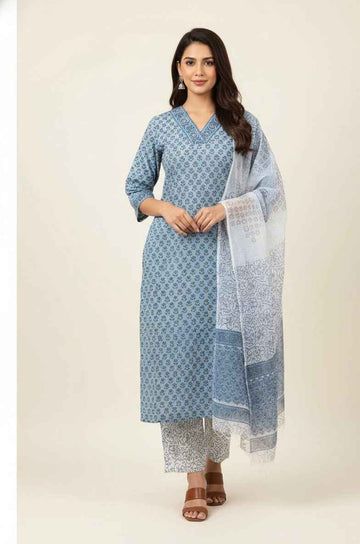 Kota Doriya Floral Print Pure Cotton Dupatta Set  KD009