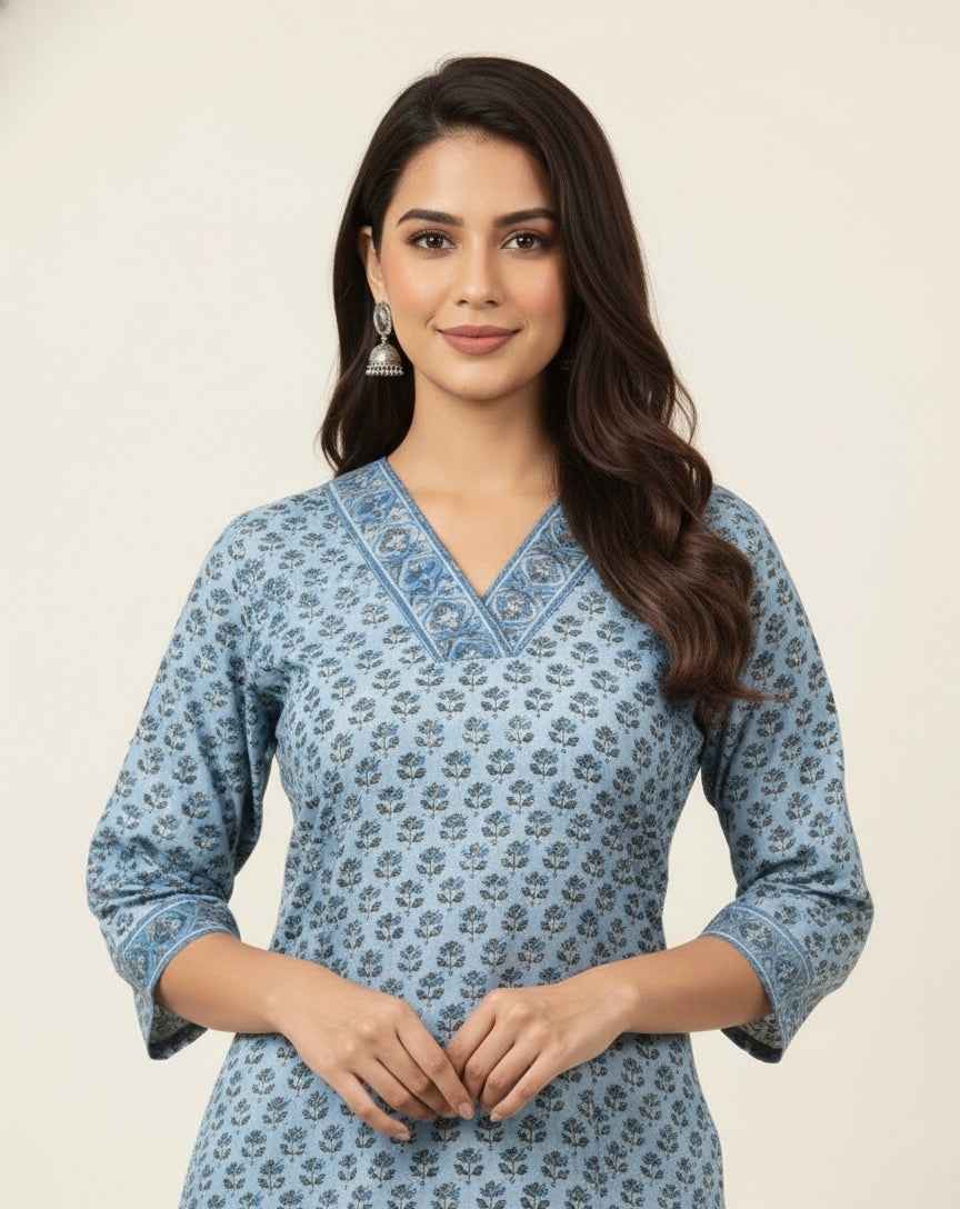 Kota Doriya Floral Print Pure Cotton Dupatta Set  KD009