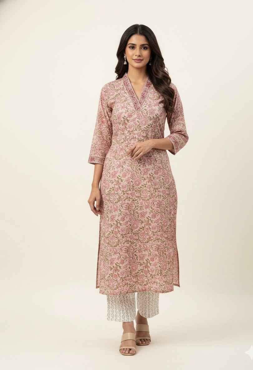 Kota Doriya Floral Print Pure Cotton Dupatta Set  KD010